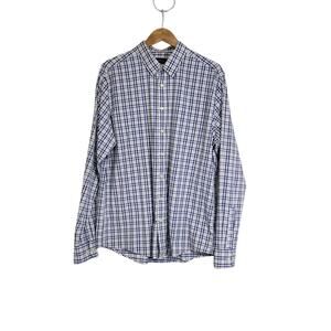 UNTUCKit Navy Blue Gray Plaid Long Sleeve Button Up Shirt Size XL